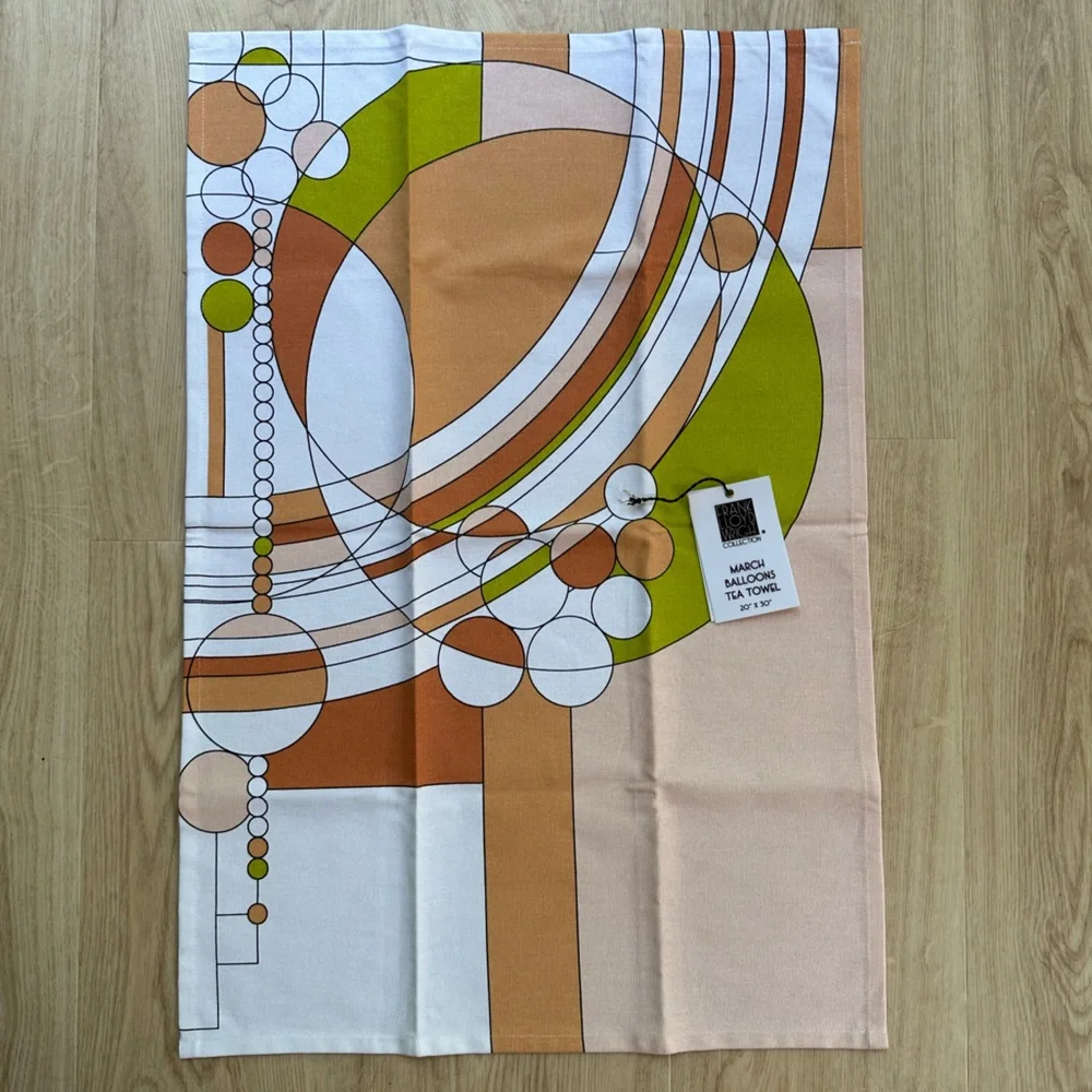 Frank Lloyd Wright Orange March Balloons Tea Towel Prairie Art Deco ~ 20” x 30”